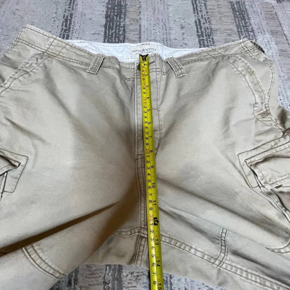 Vintage Y2K Denim‎ & Supply Ralph Lauren Cargo Shorts Khaki Distressed Mens 40